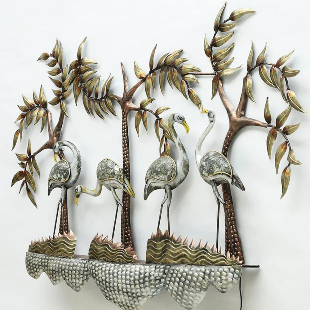 Multicolour Metal Swan Wall Art