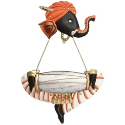 Ganeshji Playing Dholak Metal Wall Art