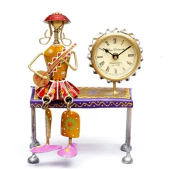 Metal Table Doll with Clock