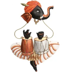 Ganeshji Playing Table Metal Wall Art