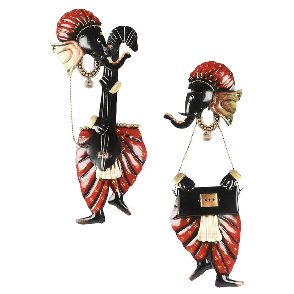 Metal Ganeshji Wall Decor Set Of 2