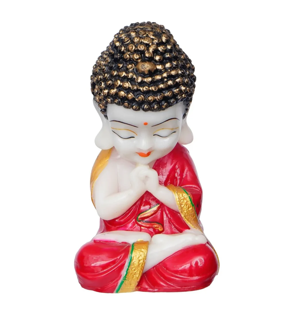 Red Happy Monk Table Decor Polyresin Showpiece