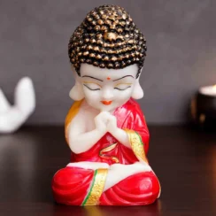 Red Happy Monk Table Decor Polyresin Showpiece