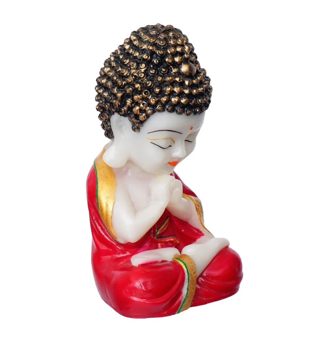 Red Happy Monk Table Decor Polyresin Showpiece