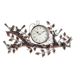 Five Birds Brown Metal Wall Clock